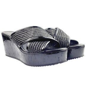 DONALD‎ J. PLINER Womens Criss Cross Front Peep Toe Wedge Sandals